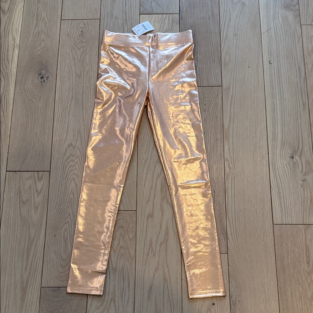 NWT Crewcuts Rose Gold Metallic Leggings size 10